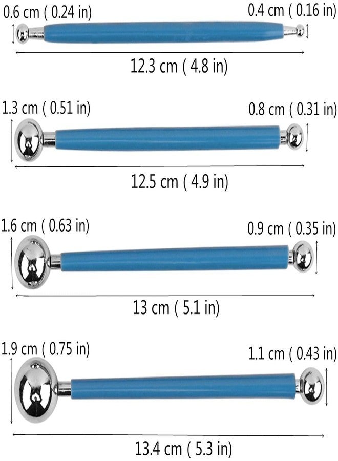 URBAN BOX Modelling Ball Tools Stainless Steel Double-end Balls Sculpting Tools with Plastic Carving Double Heads Pottery Clay Ceramic Polymer Tool(Set of 8 Modelling Tool & 4 Ball Tool) - Image 3